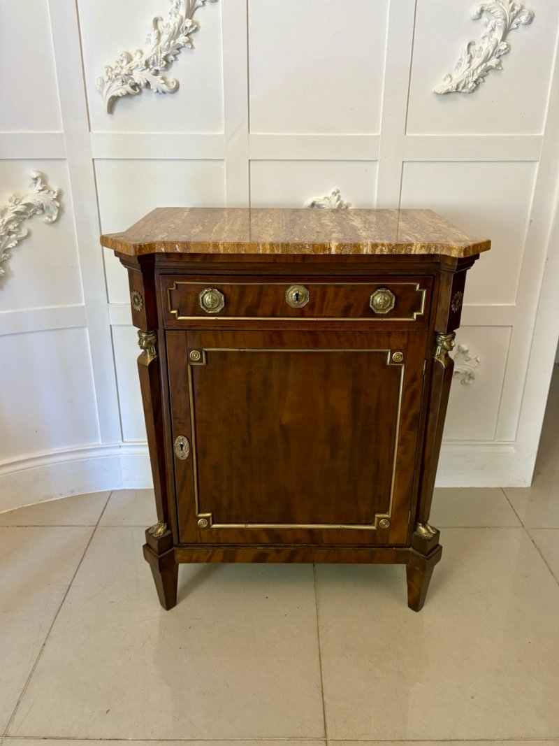 Antique 19th Century French Quality Figured Mahogany Marble Top Side Cabinet - Image 4